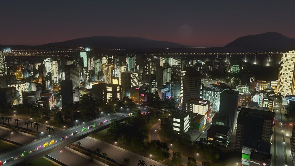 Cities: Skylines screenshot of zoned residential and commercial districts