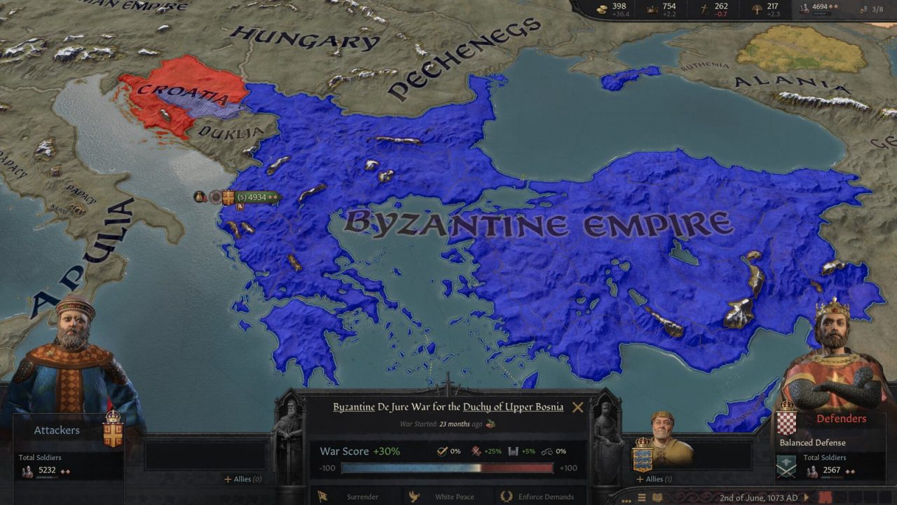 Crusader Kings III screenshot of a medieval ruler and realm