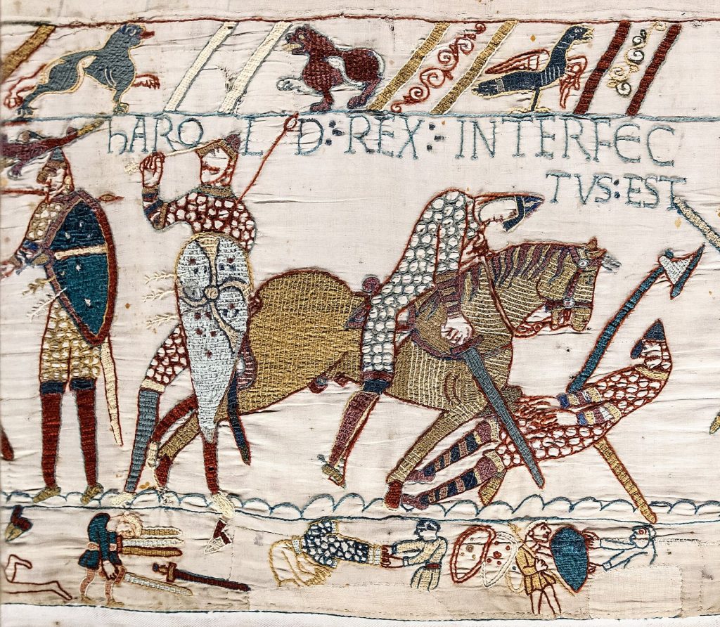 Bayeux Tapestry scene showing the death of King Harold at Hastings