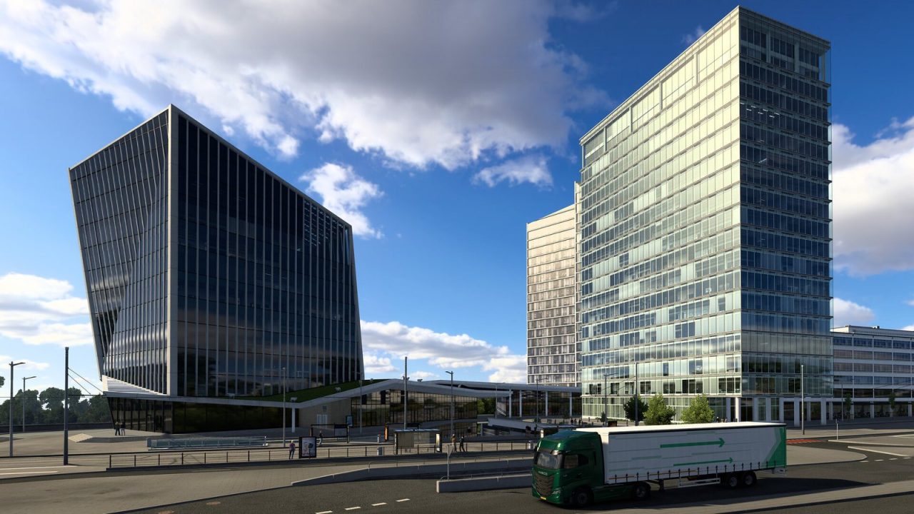 Euro Truck Simulator 2 screenshot of a European truck on the road