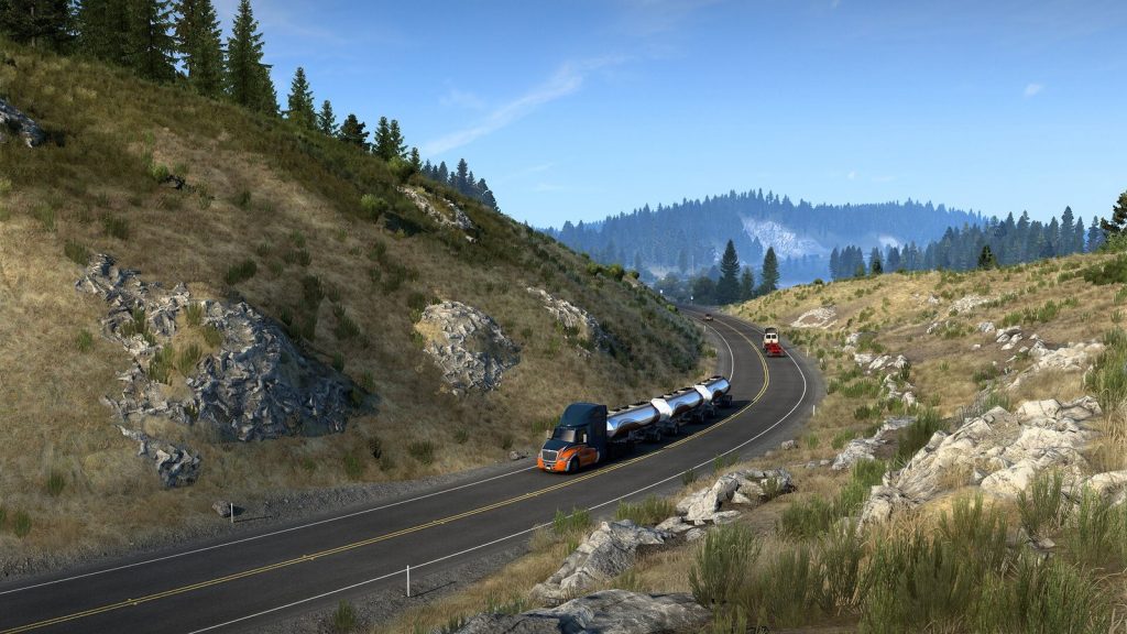 American Truck Simulator screenshot of a US truck on a highway