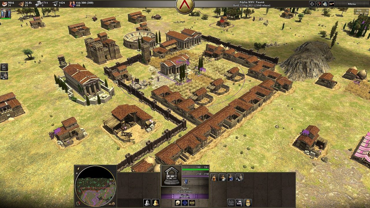 Spartan base and army in the open-source RTS 0 A.D.