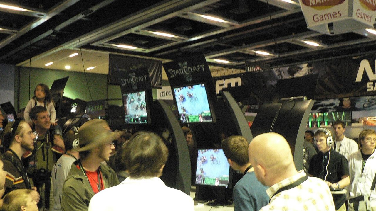 Visitors playing StarCraft II at the PAX 2008 convention