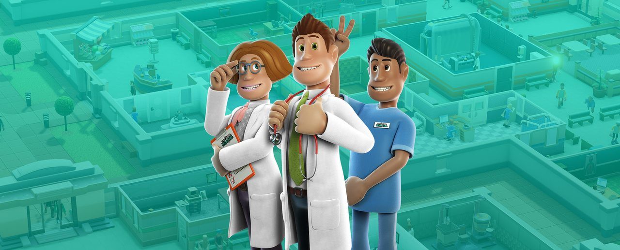 Key art from Two Point Hospital, a hospital management game