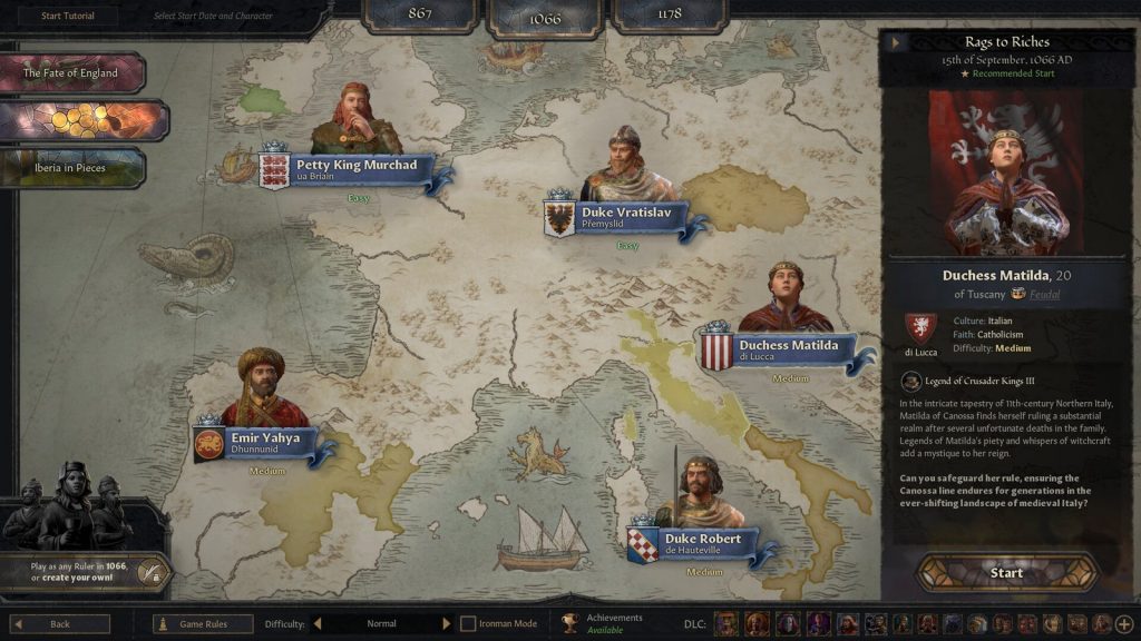 Crusader Kings III screenshot of a medieval realm and its ruler